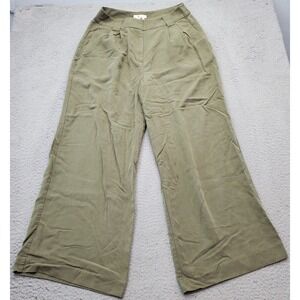 Boden Pants‎ Womens 8R Green Pleated Front High Rise Low Waist Relaxed Wide Leg
